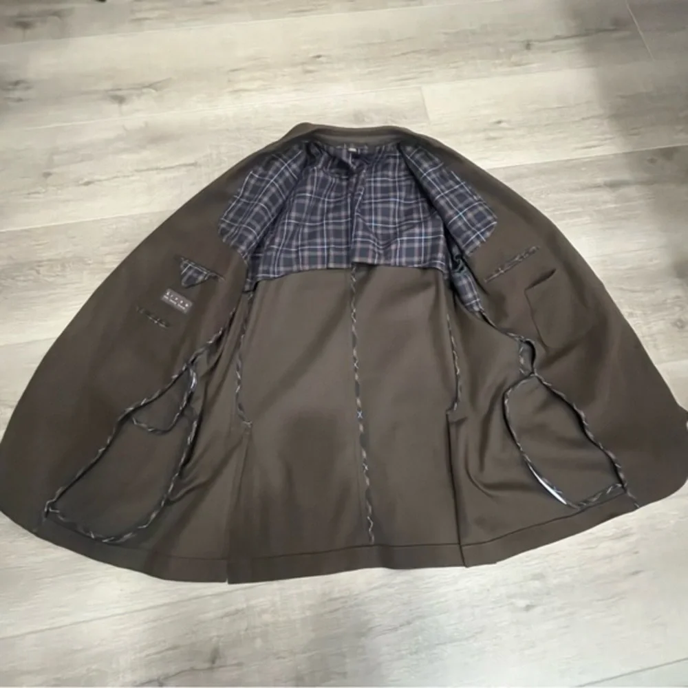 Kroon Luxury Men 46 Brown Cotton Jacket Double Vent‎ 2 Button Blazer